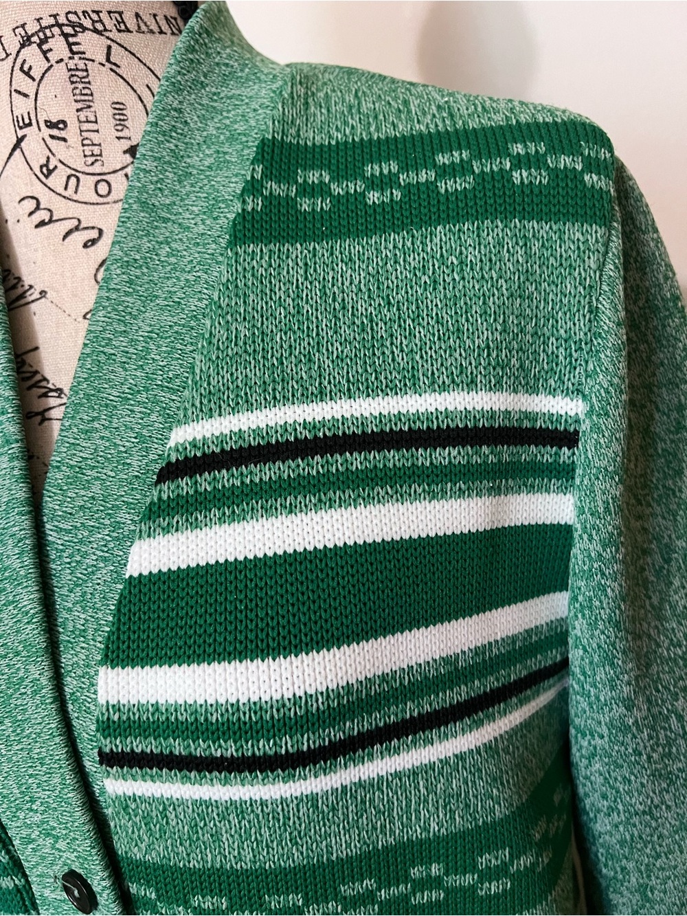 VTG 70s Miss Pernilla Green Knit Cardigan Pants Set 2pc Sporty Stripe 14 - Picture 4 of 14